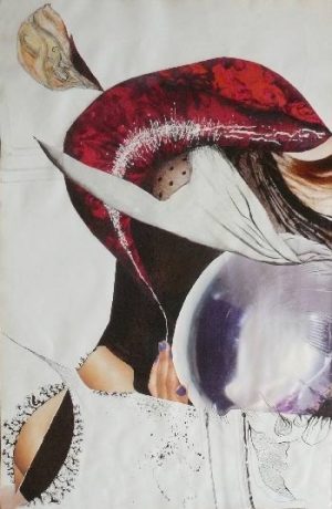 série "femme recomposée" femme avec ses émotions - collage (90x60cm)- veronique egloff
